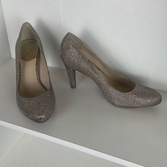 Vince Camuto Kadri Silver Sparkle Fabric Pumps Heels 8.5 - Picture 2 of 13